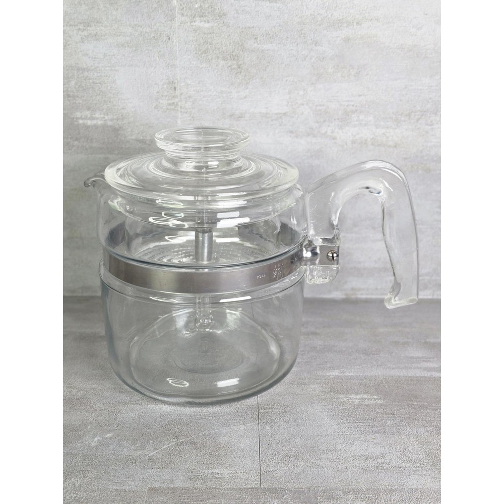 Vintage Pyrex Glass Percolator 4 Cup 7754-B Flameware Coffee Pot Stovetop